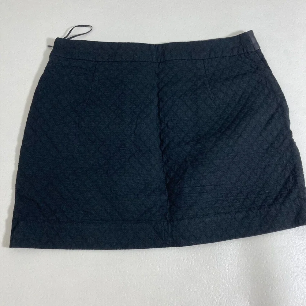 Mango Casual Mini Skirt Womens 2 Black Quilted Faux Leather Trim Pockets - Picture 8 of 12